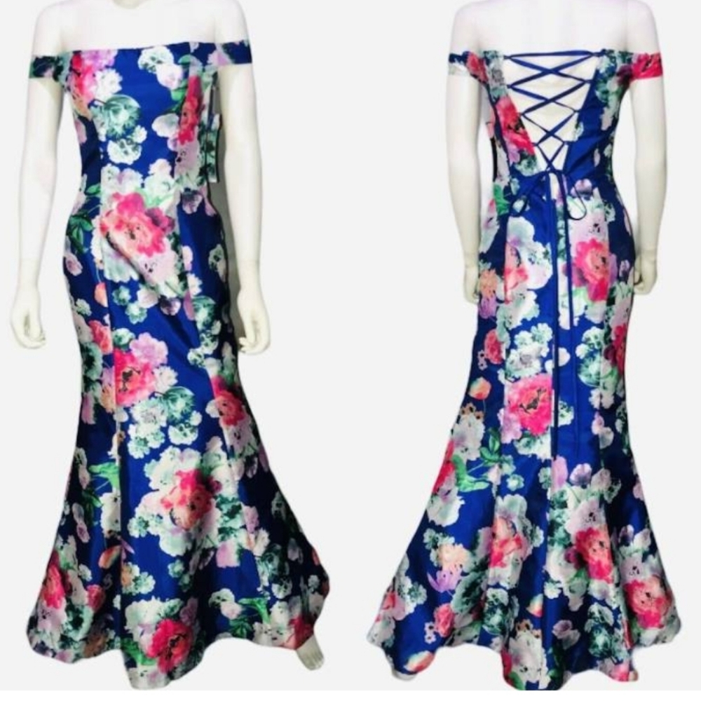 Off The Shoulder Floral Mermaid Gown